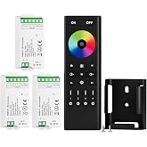 BTF-LIGHTING 5050SMD FCOB COB RGBCCT RF 2.4GHz Wireless Remote RC03RFB &amp;3PCS C05RF Tuya Controller Kit 4 Zones Group Control PWM RGBWW (+ R G B C W) 6pin LED Strip DC5V DC12V DC24V