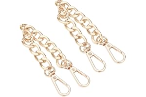 PH PandaHall Purse Extender, 2 Pack 7.8 Inch Golden Aluminum Bag Flat Chain Strap with Alloy Swivel Clasps Handbag Chain Straps Metal Bag Strap Replacement Purse Clutches Handles
