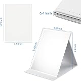 OWLKELA Portable Folding Mirror 16x12cm White PU Leather Travel Vanity view 2