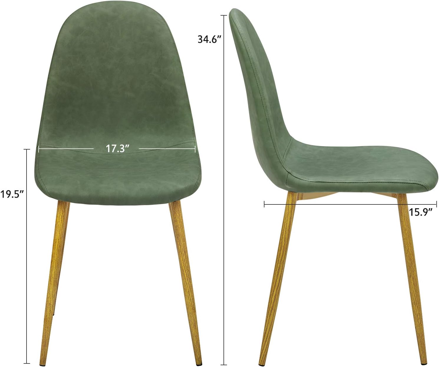 GreenForest Dining Chairs Set of 2, PU Leather Upholstered Accent Chairs, Mid Century Modern Side Chairs for Indoor Kitchen Living Room, with Metal Legs, Cactus - Chairs