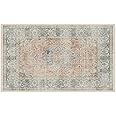 Ruggable Washable 2x3 Area Rug, Sarrah Coral, Premium Vintage Rugs for Living Room, Bedroom, Kitchen, Office, Classroom with Gripper Non Slip Pad