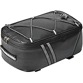 Rear Rack Bag for Bicycle, 8L PU Waterproof Bike Trunk Bags, Back Seat Carrier, Bike Luggage Storage Panniers Seat Cargo Bag With Reflective Strips, Bicycle Saddle Bags for Outdoor (COLOR:Black)