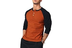 YSERB Mens Casual Slim Fit T-Shirts Henley Shirts Raglan Long & 3/4 Sleeve Jersey Baseball T Shirts Contrast Color Tee Tops