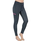 SPOEAR Horse Riding Pants Equestrian Girls Full Seat Silicone Breeches Kids Pull-On Horseback Riding Tights Pockets