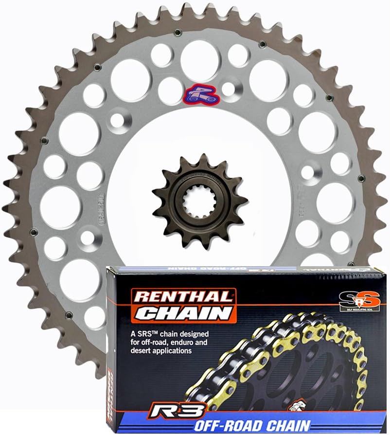 Renthal Grooved Front & Twinring Rear Sprocket & R3 O-Ring Chain Kit - 14/51 SILVER - compatible with Yamaha WR250F, YZ250F