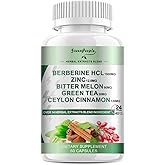 GREENPEOPLE Berberine Supplement with Ceylon Cinnamon - Berberine 1500mg Activates AMPK & GLP-1 Berberine HCL Capsules with Bitter Melon/Artichoke Extracts & Natural Herbs for Immune Support 60 Count