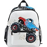 Fisyme Toddler Backpack Cartoon Monster Truck School Bag Kids Backpacks for Kindergarten Preschool Nursery Girl Boys, S