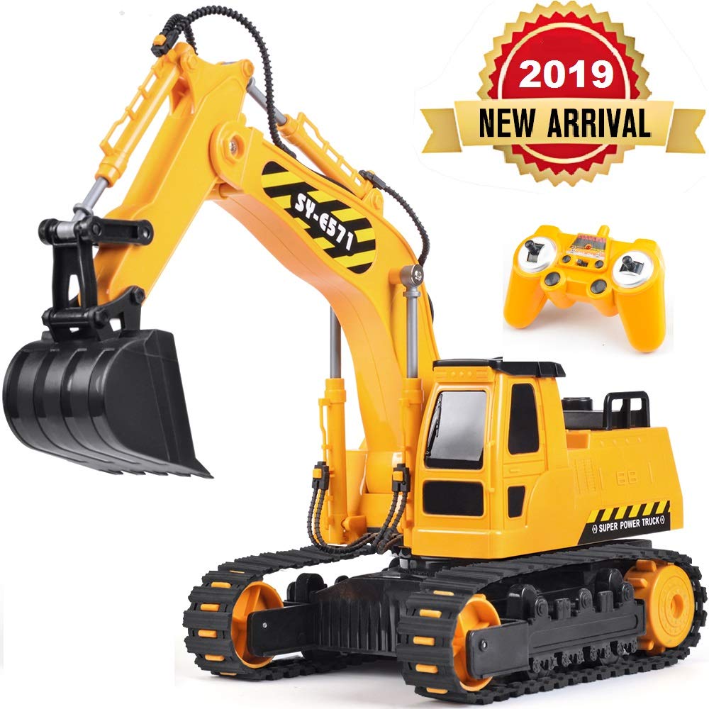 DOUBLE E Remote Control Excavator Lights and Sounds RC Construction
