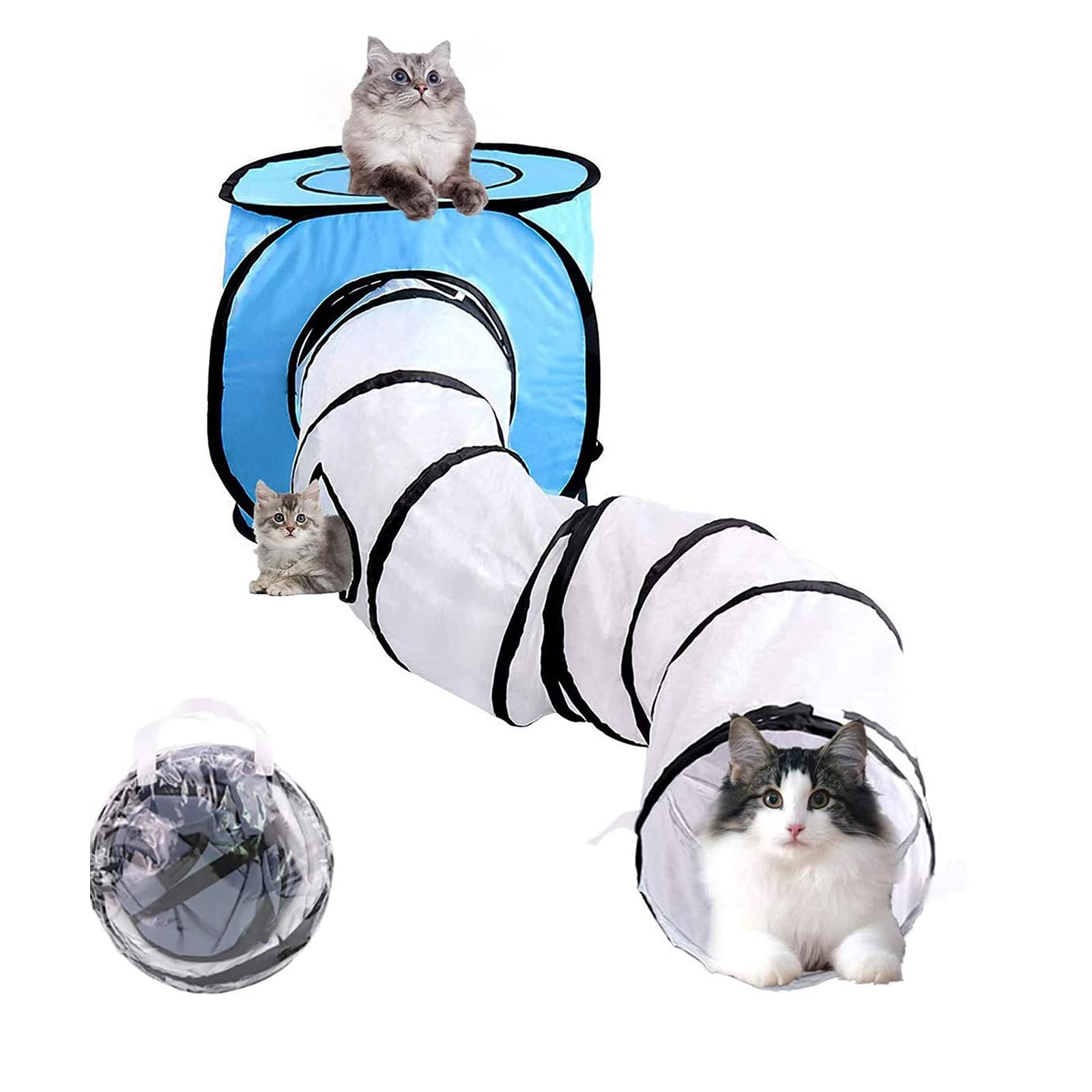 Wuudi Cat Toys Tunnel and Cube Collapsible Indoor Outdoor for Cats Kitty Rabbit