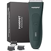 MANSPOT Pubic Hair Trimmer for Men(Tropical-Green), Replaceable Ceramic Blade Heads, Waterproof Wet/DryTrimmer for Men, 90 Minutes Shaving