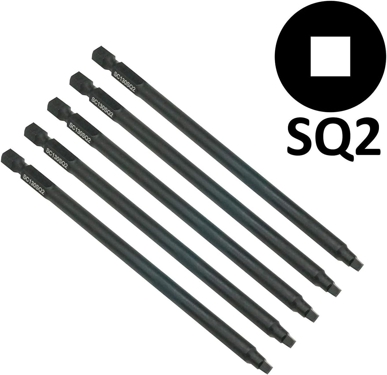 5 x SabreCut SC130SQ2_5 130mm SQ2 Compatible with SENCO DuraSpin DS200 DS202 DS202-14v DS205 EA0123 and TYREX D404-14V Autofeed Collated Drywall Screwdriver Gun Bit Single Ended Square No.2 Heavy Duty - Image 5