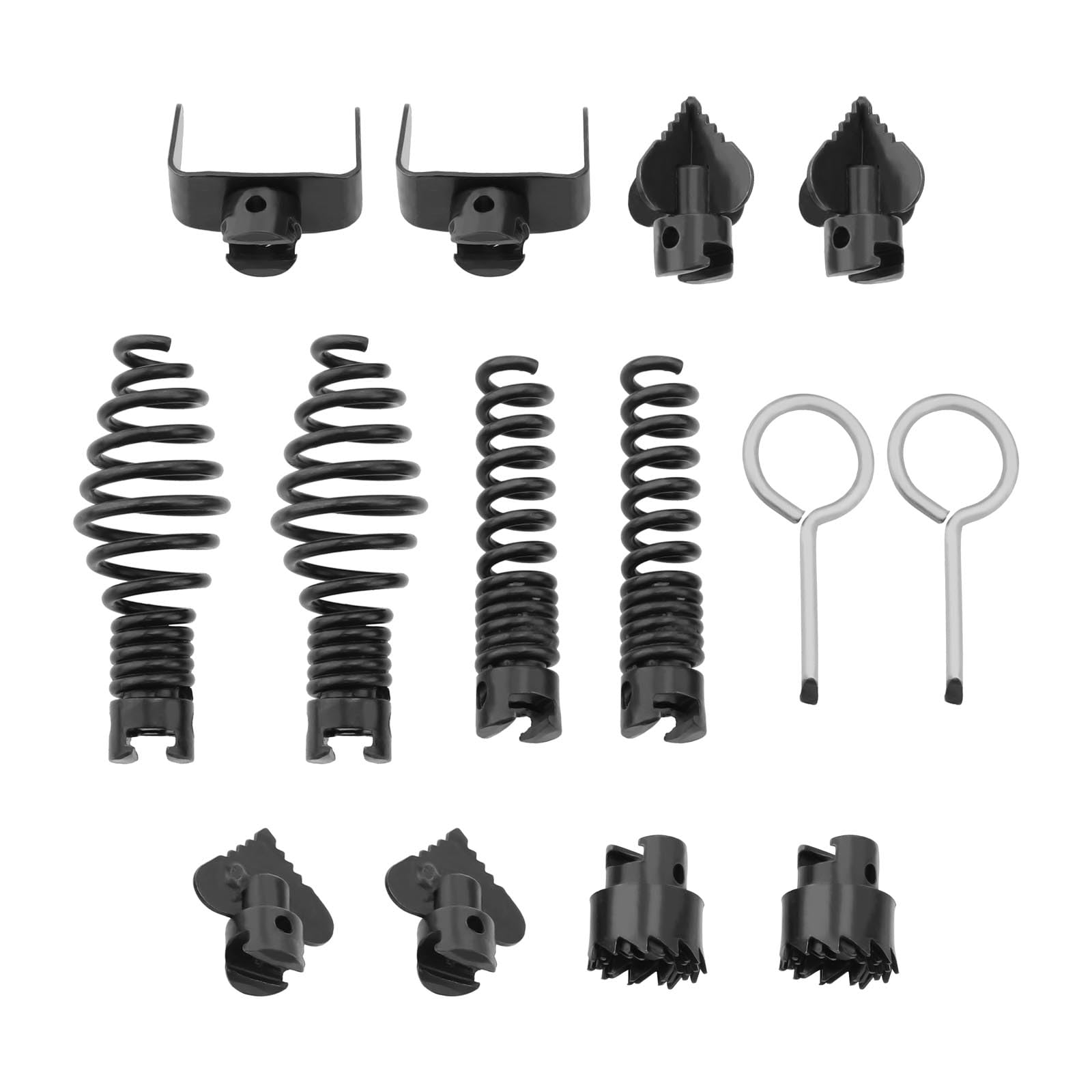 VGOL 14pcs Black Drain Cleaner Combination Cutter Head Set Pipe Dredge Manganese Steel Cutter Heads Cleaning Machine Kit for Home Kitchen Living Rooms Bathrooms Hotels