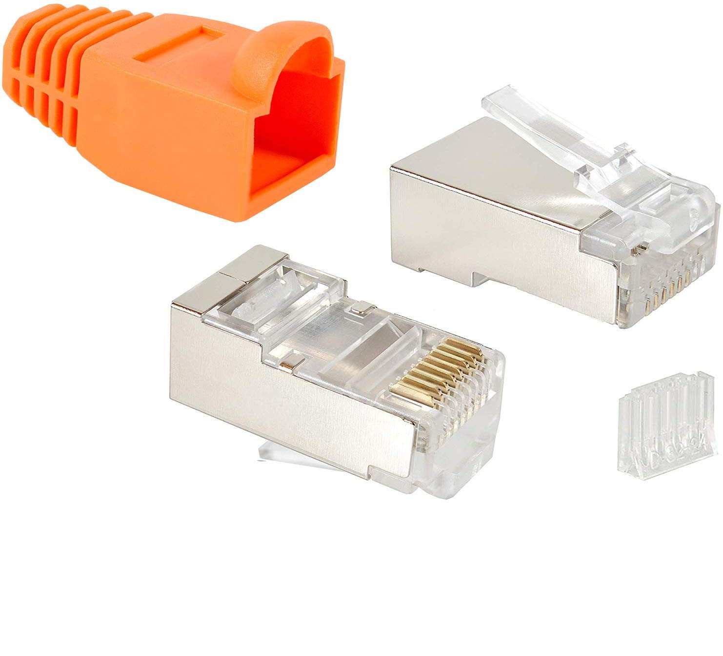VESVITO Pack of 20 RJ45 CAT 6 STP Crimping Connector for CAT6 CAT5e CAT6A Network Cable Installation Cable AWG 24-27, for CAT7 Patch Cable AWG 27, Wire Diameter 0.9-1.1 mm Network Plug Ethernet Cable,