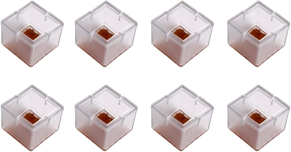 Andux 8Pcs/Set Square Bottom Silicone Wood Floor Protectors Chair Leg Caps Furniture Feet Pads Table Covers Anti-Slip Prevent Scratches Clear-GJZJD-01 (16 #)