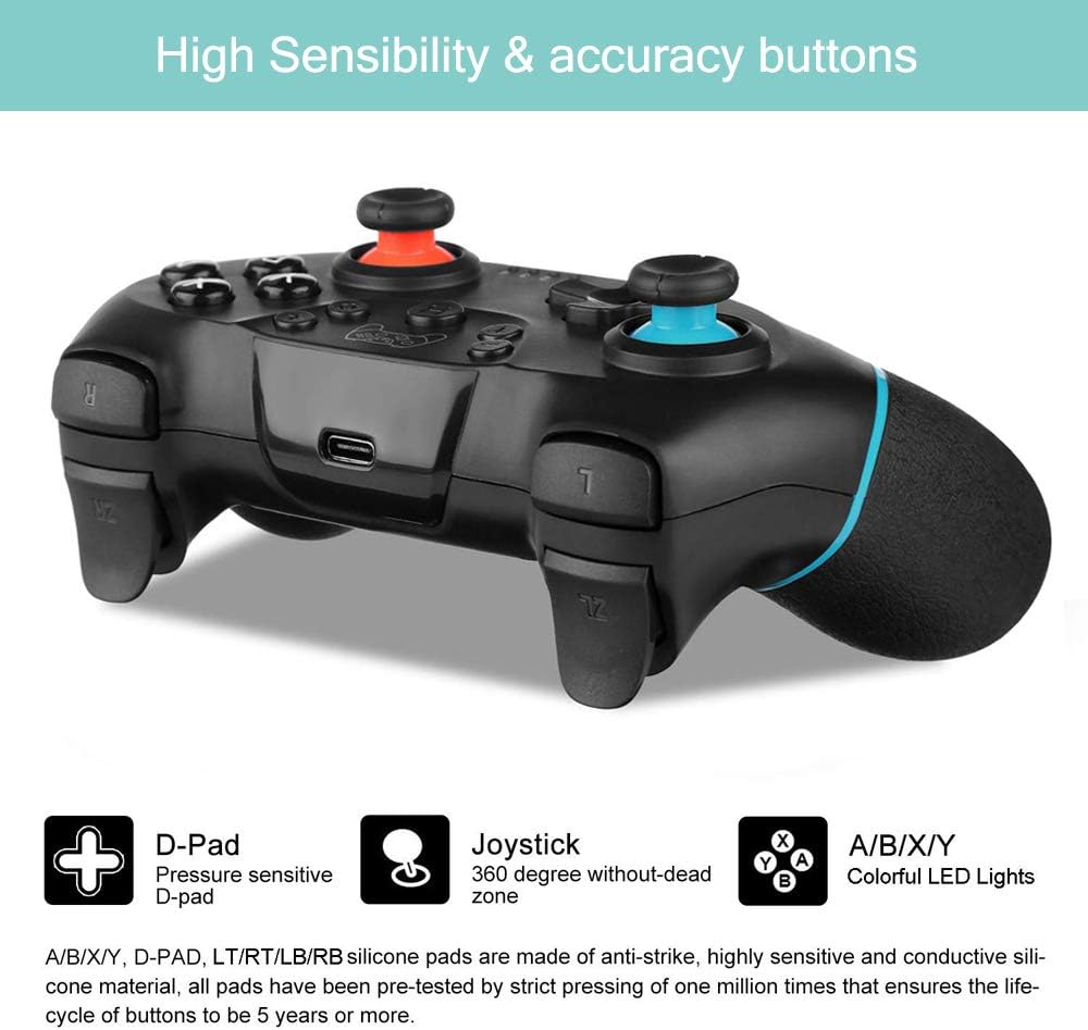 Switch Contrllers Built In FONCBIEN Wireless Controller for Nintendo Switch, Wireless Switch ...