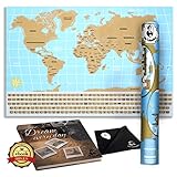 Mr Columbus Scratch Off World Map Poster - with Country Flags, for Travel, Education, and Fun - Perfect to Travelers and Childrenּ+Free Ebook, Scrtcher, Wiping Cloth and Tube