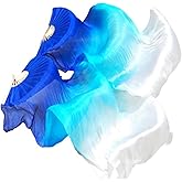 NAWHAOA 1 Pair(Left+Right) Faux Silk Belly Dance Fan Veil for Dance Performance, Length 180cm Width 90cm