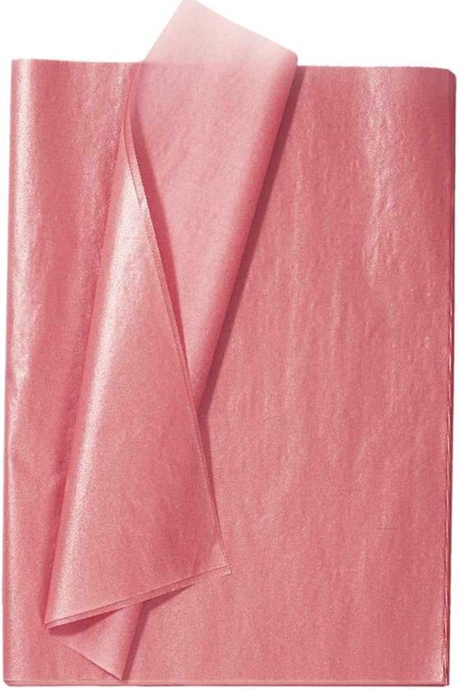 ihem Rose Pink Tissue Paper Bulk, 100 Sheets Metallic Gift Wrapping