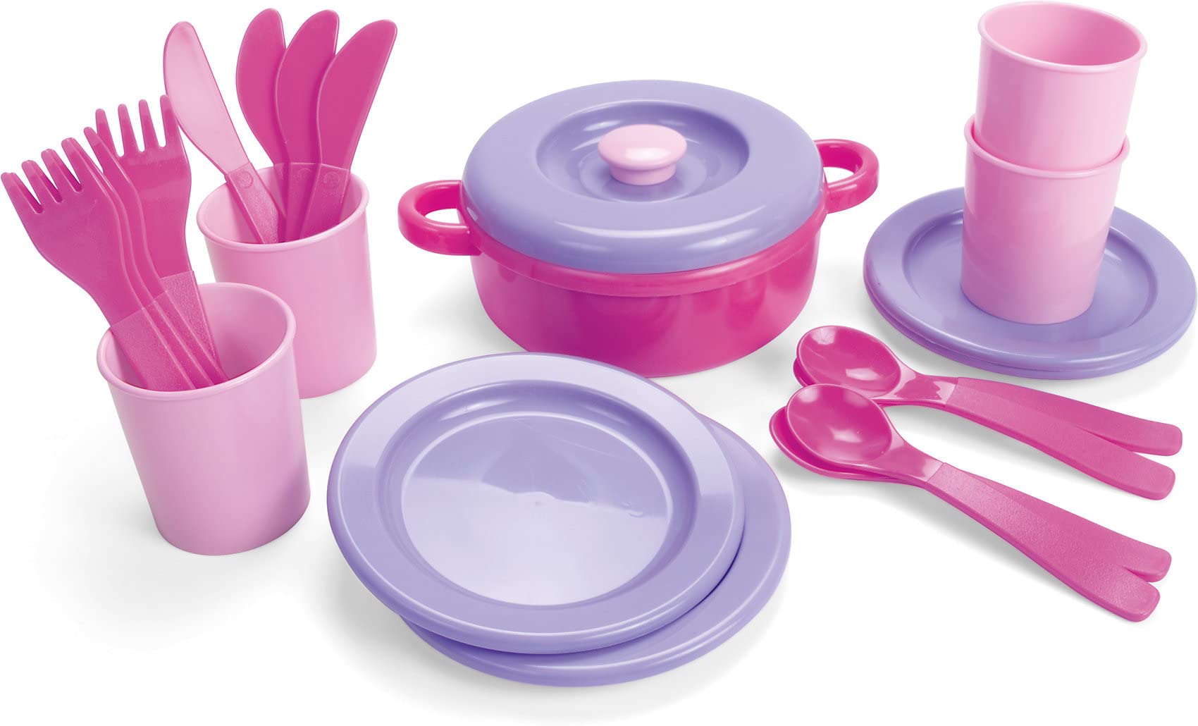 Dantoy Dinner Set for 4, Role Play Toys for Kids with 22 Pieces, Princess Pink, Multicolor, 16 x 13 x 18.5 cm