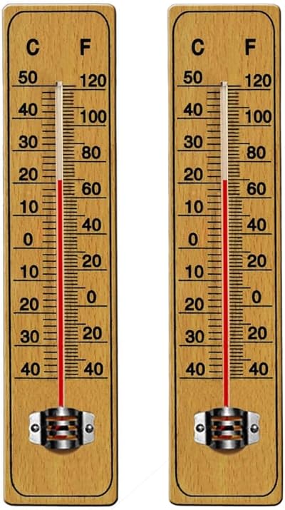 LND Gifts 2 Traditional Wooden Room Thermometer Indoor Outdoor UK Made