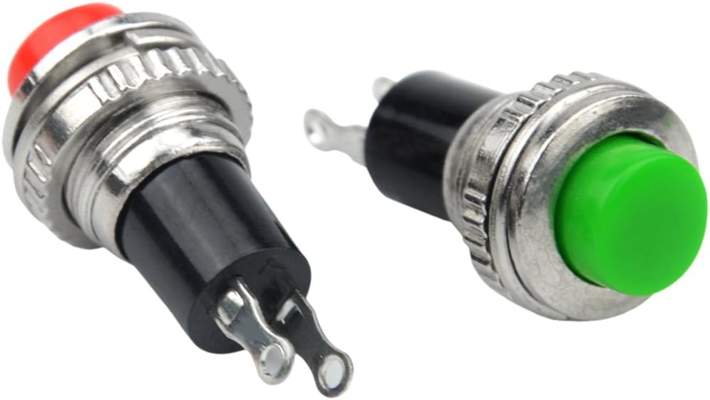 WMYCONGCONG 20 PCS Momentary SPST Metal Push Button Switch 10mm AC 125V 5A, AC 250V 6A Red Green Cap, red, green, silver, black - Image 4