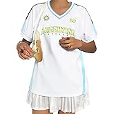 Soccer Jersey Shirts for Women Argentina Brazil Jersey Shirt Soccer Mom Tshirts Y2k V Neck Soccer Fans Tee Top