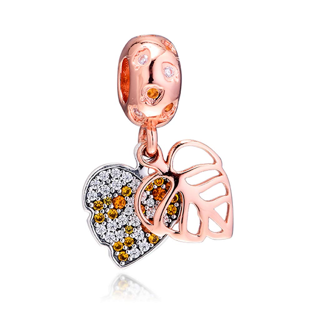 PANDOCCI 2019 Autumn Sparkling Leaves Dangle 925 Silver DIY Fits for Original Pandora Bracelets Charm Fashion Jewelry