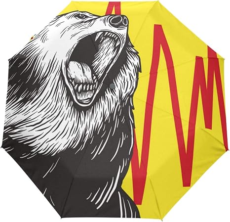 Ajinga Angry Bear Yellow Folding Umbrella Sun Block Windproof Rain Automatic Open Close Travel Anti Uv Sun Umbrellas Amazon Co Uk Luggage