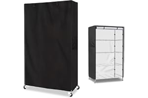 Aacabo Storage Shelf Cover, Waterproof Dustproof Shelving Unit Protector, Fits 48"Wx20"Dx72"H, With Zipper, Black (Cover Only)