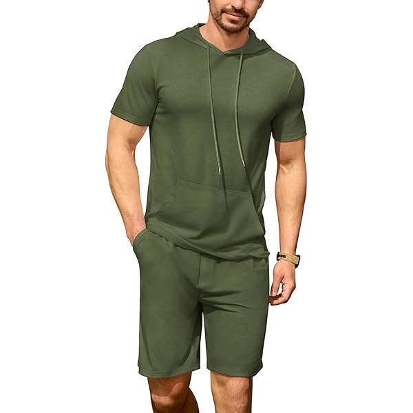 Amazon.com: COOFANDY Men's Tracksuit 2 Piece Short Sleeve Hoodie