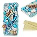 iPhone 5 Case,iPhone 5S Case,iPhone SE Case, Mavis's Diary 3D Handmade Luxury Colorful Bling Crystal Rhinestone Diamond Starfish and Shell Design Hard Cover Clear Case with Soft Clean Cloth (Mermaid)