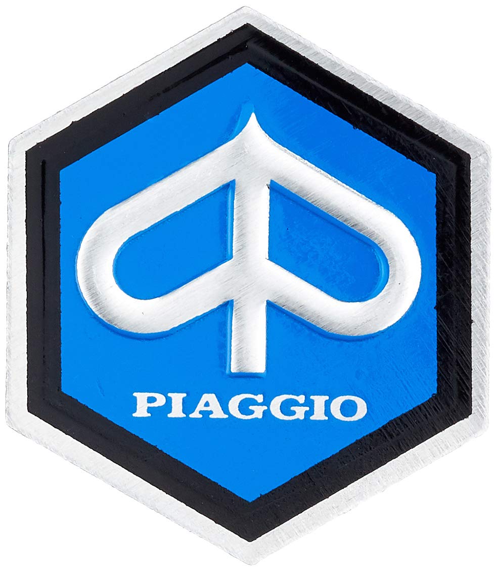 RMS Emblem “Piaggio” hexagonal cascade etc. aluminium, self-adhesive 25x30 mm for Vespa 50/ET3 etc.
