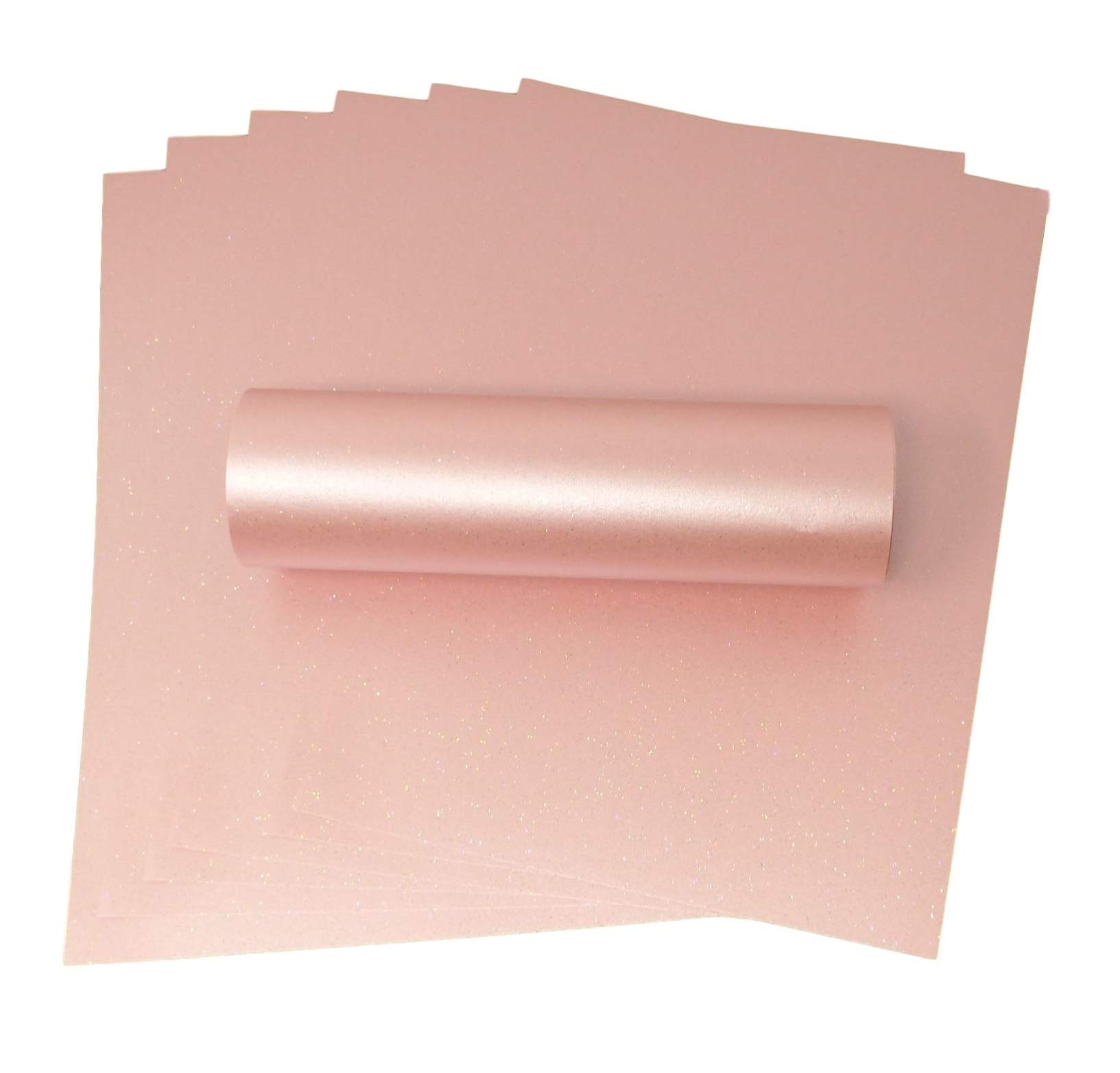 Syntego A4 Rosa Pink Sparkle Paper with Iridescent Sparkle 120gsm One Sided for Crafts Card Making (10)