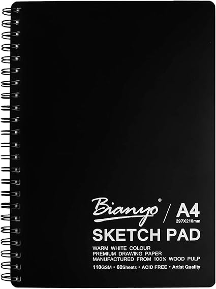 A4 Sketchbook Spiral Bound Sketchbook 110gsm Hardcover Sketchbook Kraft Paper Shell 120 Pages Of Acid Free White Paper 60 Sheets Used For Sketch Drawing Black Amazon Co Uk Office Products