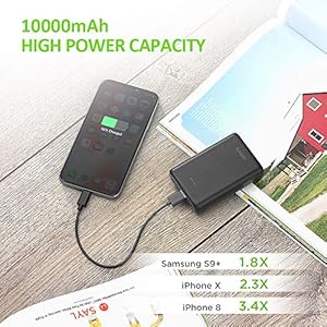 Omars - Power Bank 10000 mAh, caricabatterie portatile piccolo e leggero, con porta USB C e 2 porte USB A per iPhone… - immagine 6