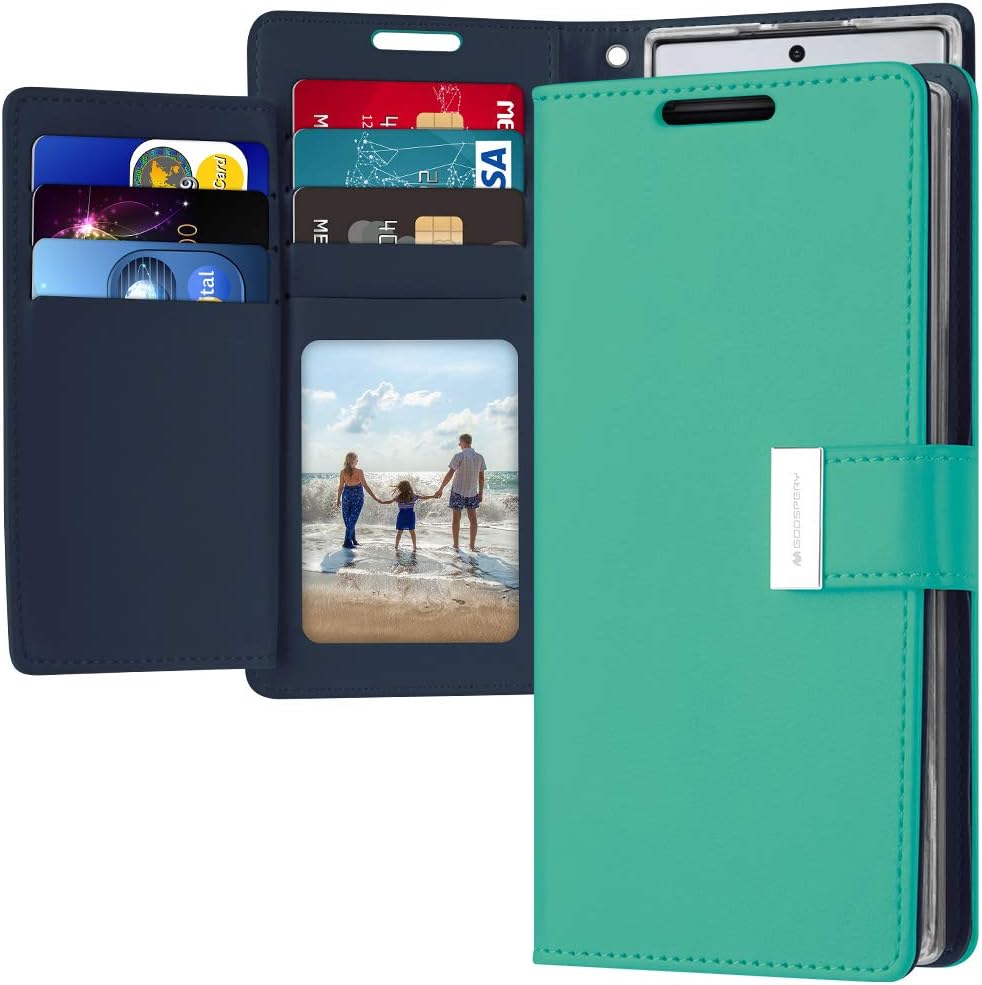 Goospery Rich Wallet for Samsung Galaxy Note 10 Plus Case (2019) Extra Card Slots Leather Flip Cover (Mint) NT10P-RIC-MNT