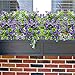 Artificial Flowers, Fake Outdoor UV Resistant Plants Faux Plastic Greenery Shrubs Indoor Outside Hanging Planter Home Kitchen Office Wedding, Garden Decor (Purple)