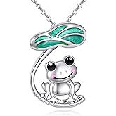 AXOMY Animal Necklace Sterling Silver Turtle/Axolotl/Sloth/Rooster/Frog/Ladybug/Horse Pendant Cute Animals Jewelry Gift for Women Men Animal Lover