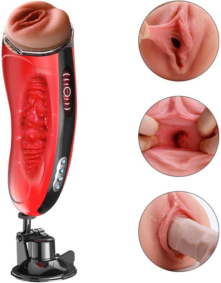 MissgamaUS Auto Sucking Male Massaging Toys with Hand Free Suction Cup & Heating Funtion No Lube Needed