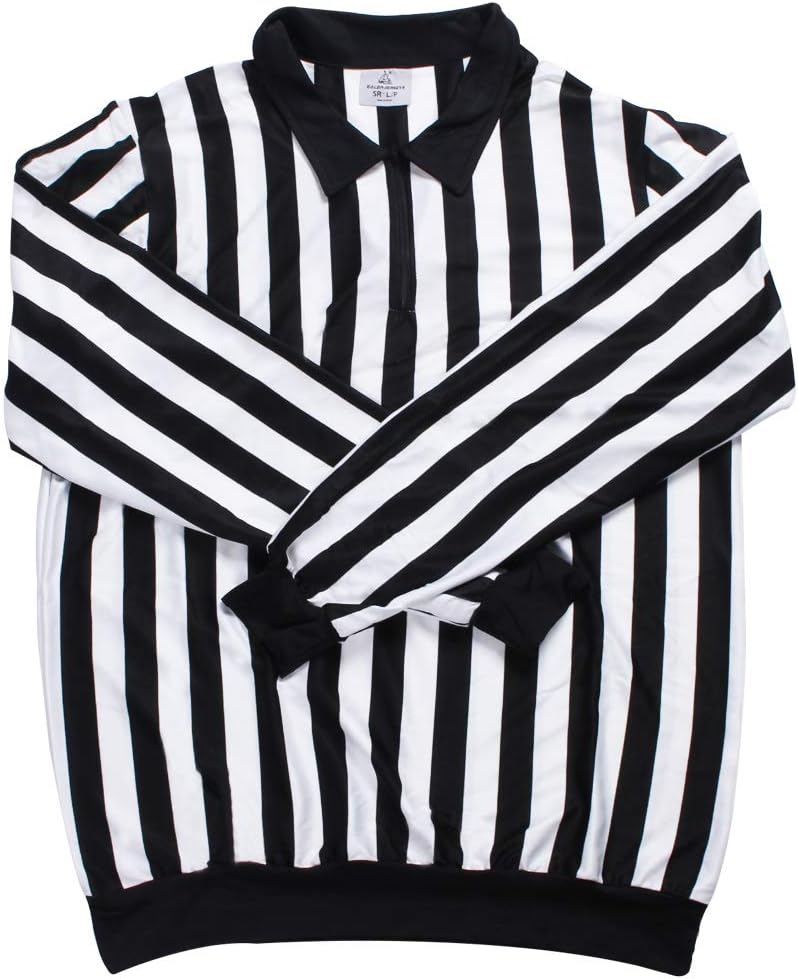 EALER Men Striped Referee Shirt Long Sleeve Black & White Professional Referee Jersey
