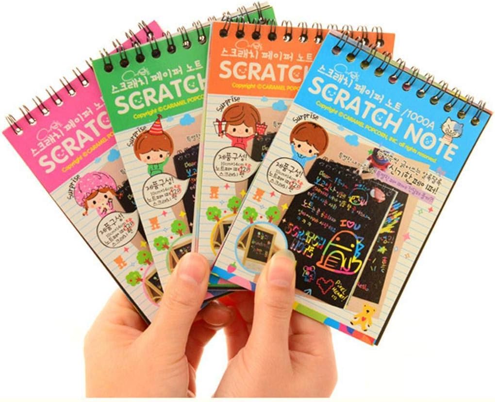 mekolen DIY Scraping Paper Children Colorful Scratch Painting Portable Children Education Painting Book Picture Book Learning Activity Toys, Random color