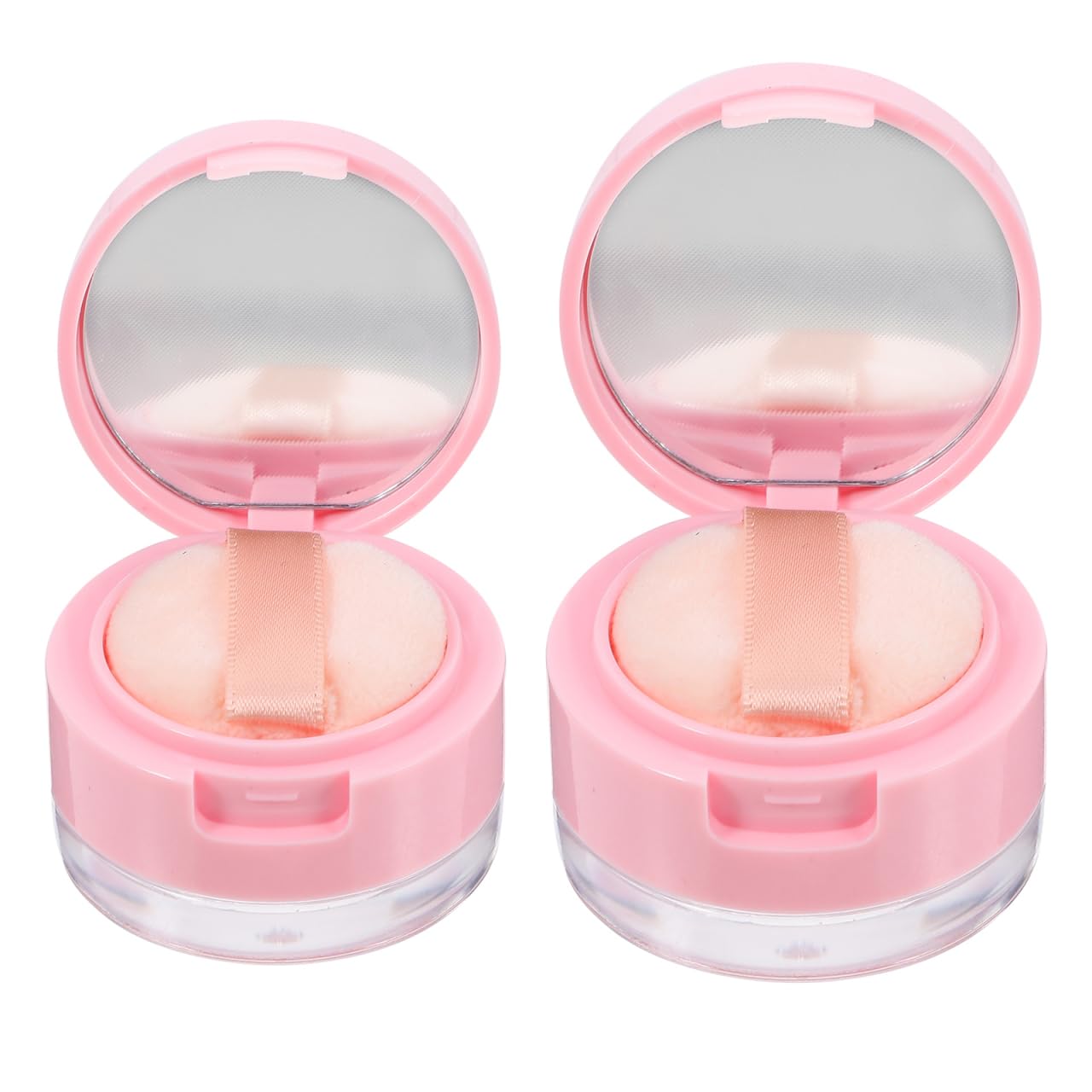 minkissy 2Sets Mini Looss Box Container with Puff and Mirror - Multifuction Empty Cosmetic Container for Women and Girls ABS (3g+5g)