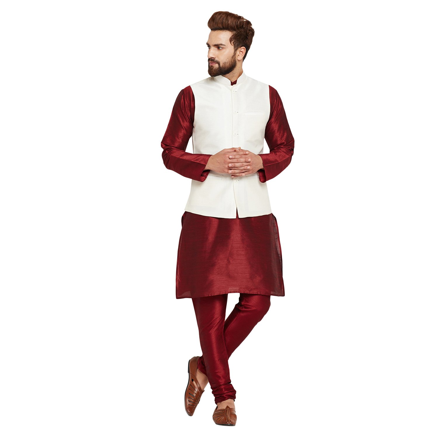 modi jacket on red kurta