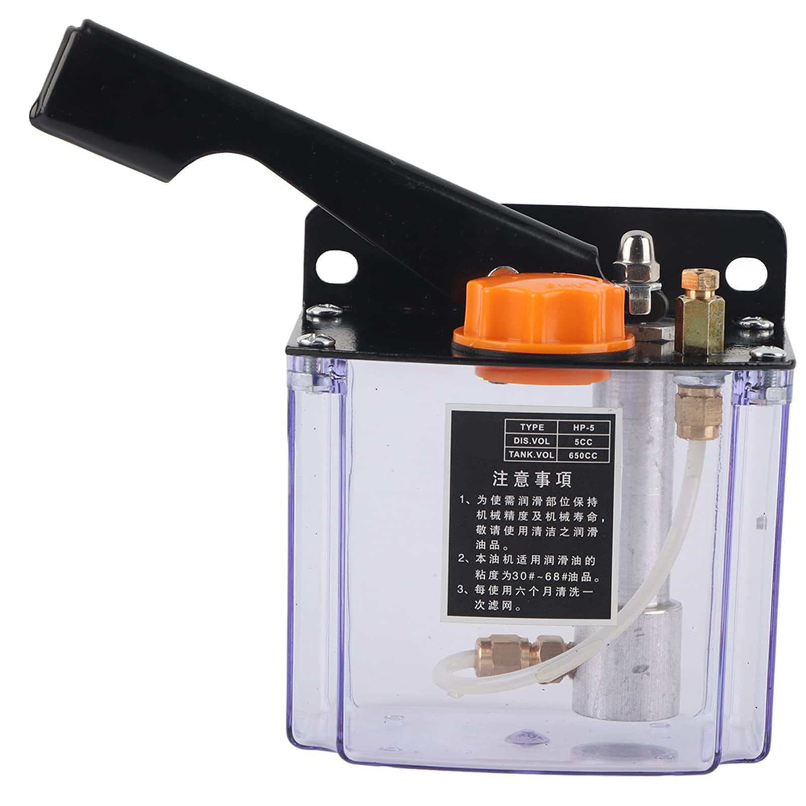 650CC Manual Lubricating Oil Pump, HP-5L Left Hand Operated Lubrication Pump for Lubrication System, Highly Sealed, 4mm Outlet