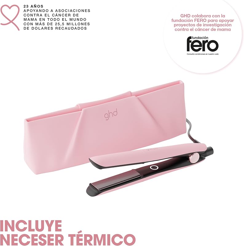 Gold Plancha de Pelo Profesional para cabello liso y sedoso con mayor brillo - Rosa Pastel