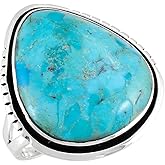 Turquoise Ring Sterling Silver 925 Genuine Gemstones Size 6 to 11