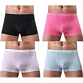 YuKaiChen Men's Trunks Underwear Silk Boxer Briefs Short Leg