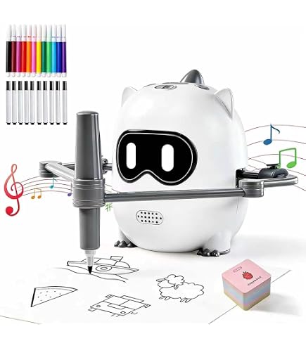 Robot de Dessin pour Enfants, Robot de Dessin Intelligent Montessori avec 150 Cartes d'Apprentissage, Dessin Guidé Pas à Pas avec Voix, Cadeau d'Art STEM pour Garçons et Filles de 3 ans et