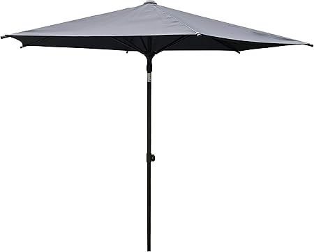 Amazon Com Sorara 9 Ft Aluminum Frame Cafe Umbrella Market Table Umbrella Patio Umbrella Push To Open 6 Ribs Dark Grey Garden Outdoor
