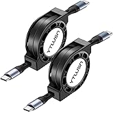 YTLUSN Retractable USB C Cable, 2Pack 4Ft 100W LED USB C to USB C Cable 5A Fast Charging Cable,Type C to Type C Charger Cord,